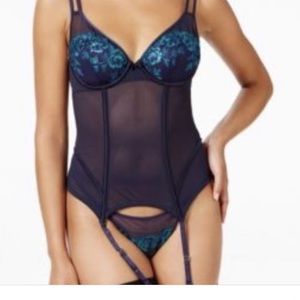 Maidenform Corset Navy Blue/ Teal 36B DM1117